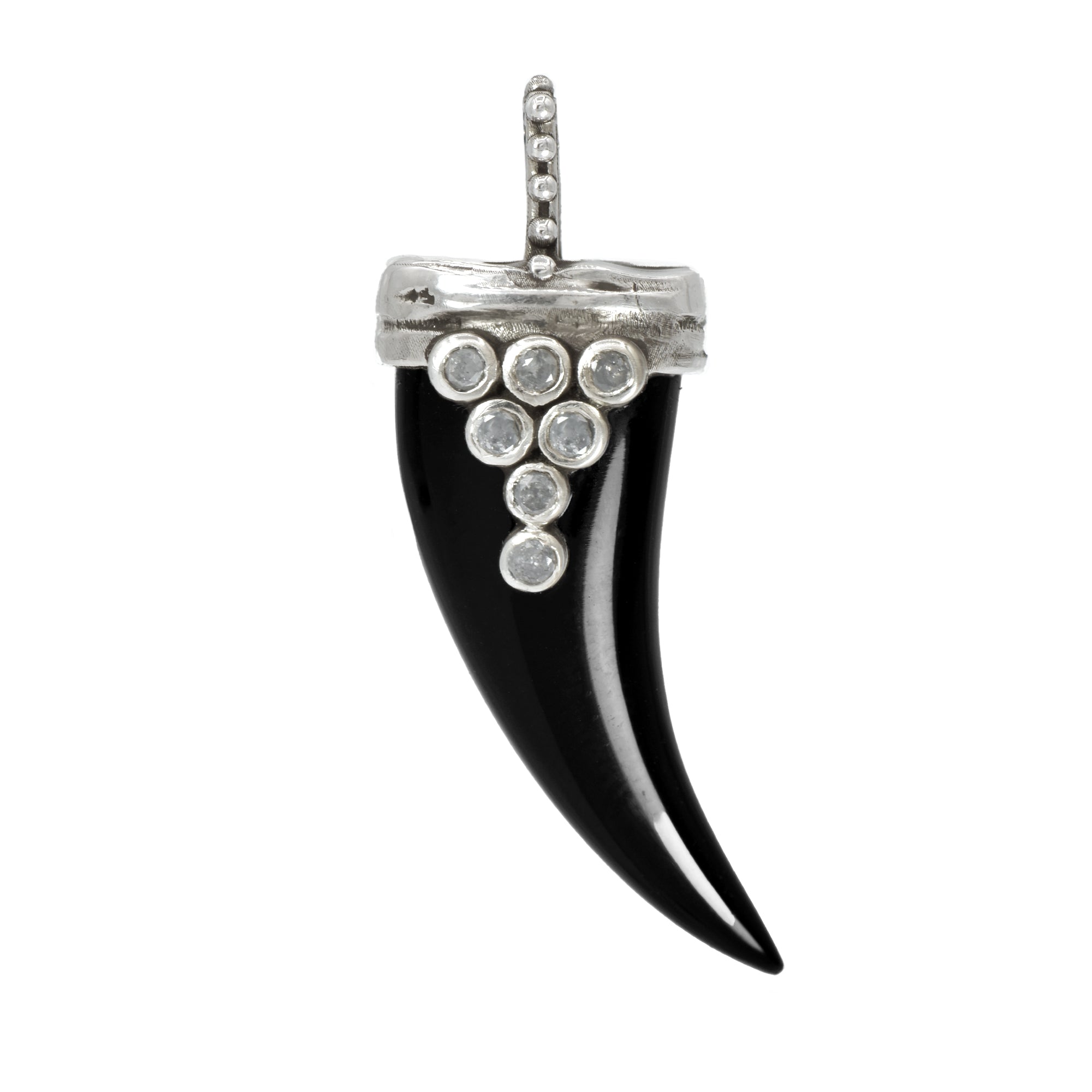 DRAPED LUCKY HORN, ONYX DIAMOND SILVER – Karen Karch