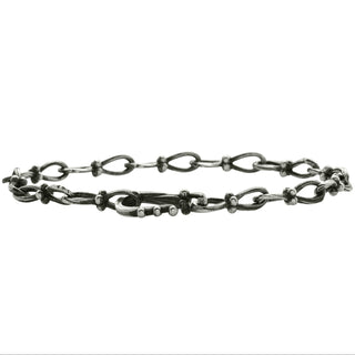 Karen Karch Sterling Silver Jaipur Infinite Silver Chain Link Bracelet with Hook Clasp shown front on white background