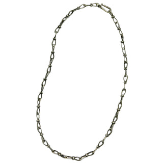 Karen karch Jaipur Infinite sterling silver handmade chain with figure eight shaped links detailed with 4 balls at the center, to be worn as a necklace or wrapped around the wrist.