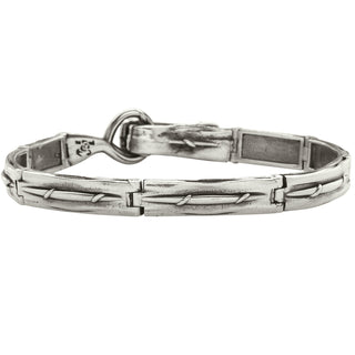 Karen Karch Silver Vine Tattoo Maintay bracelet showing inside of spring hook clasp and back links on a white background
