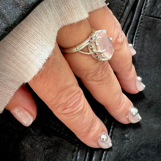 JAIPUR CROWN OFFSET OVAL, ROSE QUARTZ