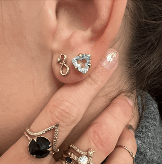 MYSTICAL CROWN TRILLION STUDS, 8MM AQUA SILVER