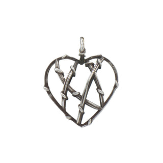 Karen Karch Silver Entwined Heart Amulet on white.