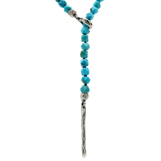 LITHE LARIAT, TURQUOISE ANGLED CUBE SILVER