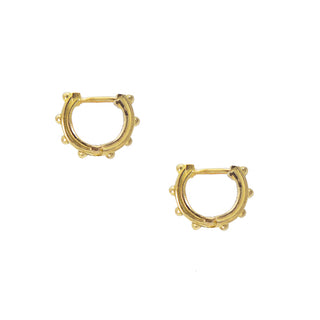 Karen Karch Jaipur Evermore gold xs sleeper hoop earrings on a white background, side view