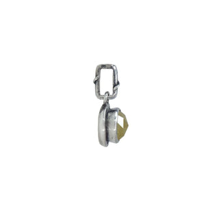 Karen Karch Inner Circle Silver Charm with Yellow Diamond Rose Cut Charm Pendant Side View
