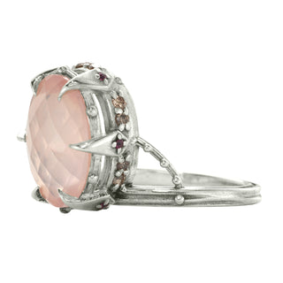 JAIPUR CROWN OFFSET OVAL, ROSE QUARTZ