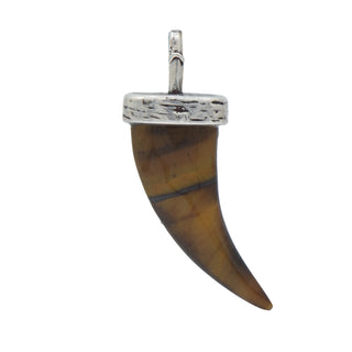 Karen Karch Silver Tigers Eye Horn  Amulet on white.