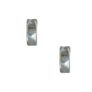 Karen Karch Mainstay weathered silver hoop earrings, front view on white background