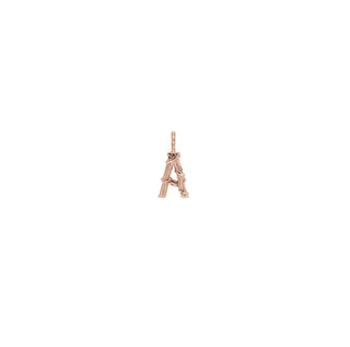 Karen Karch Textured Rose Gold Mini Entwined Letter 'A' pendant on a white background.