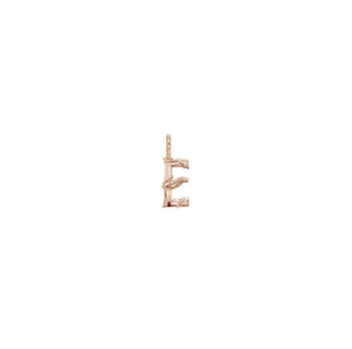 Karen Karch Textured Rose Gold Mini Entwined Letter 'E' pendant on a white background.
