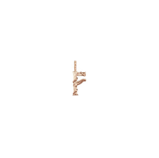 Karen Karch Textured Rose Gold Mini Entwined Letter 'F' pendant on a white background.