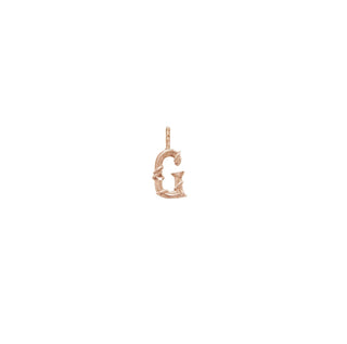 Karen Karch Textured Rose Gold Mini Entwined Letter 'G' pendant on a white background.