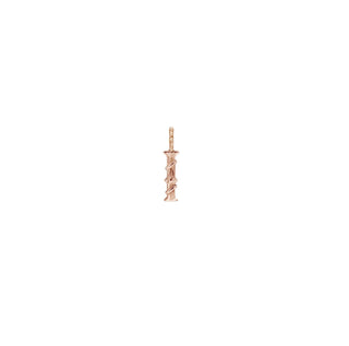 Karen Karch Textured Rose Gold Mini Entwined Letter 'I' pendant on a white background.