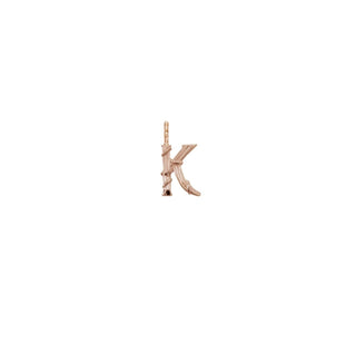 Karen Karch Textured Rose Gold Mini Entwined Letter 'K' pendant on a white background.
