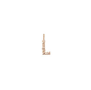 Karen Karch Textured Rose Gold Mini Entwined Letter 'L' pendant on a white background.