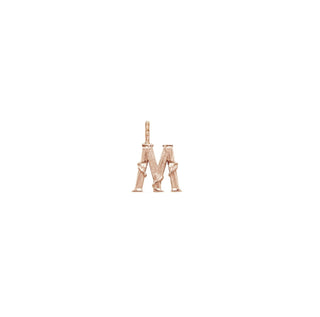Karen Karch Textured Rose Gold Mini Entwined Letter 'M' pendant on a white background.