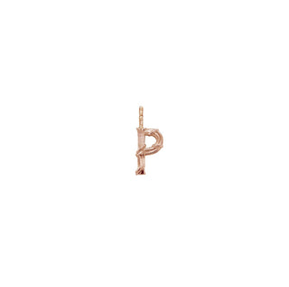 Karen Karch Textured Rose Gold Mini Entwined Letter 'P' pendant on a white background.