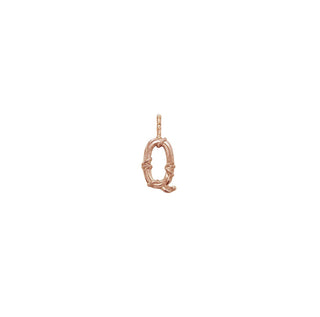 Karen Karch Textured Rose Gold Mini Entwined Letter 'Q' pendant on a white background.
