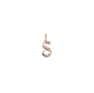 Karen Karch Textured Rose Gold Mini Entwined Letter 'S' pendant on a white background.