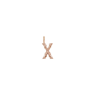 Karen Karch Textured Rose Gold Mini Entwined Letter 'X' pendant on a white background.