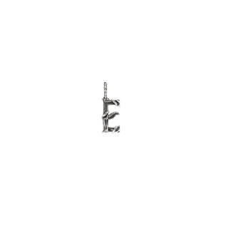Karen Karch Textured Silver Mini Entwined Letter 'E' pendant on a white background