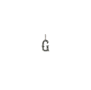 Karen Karch Textured Silver Mini Entwined Letter 'G' pendant on a white background.