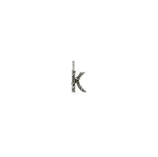 Karen Karch Textured Silver Mini Entwined Letter 'K' pendant on a white background.