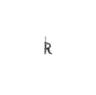 Karen Karch Textured Silver Mini Entwined Letter 'R' pendant on a white background.