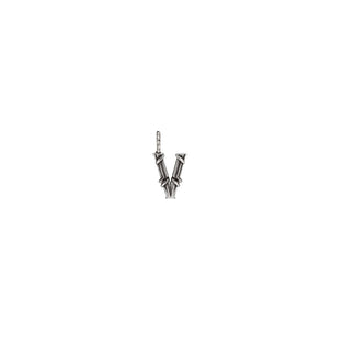 Karen Karch Textured Silver Mini Entwined Letter 'V' pendant on a white background.