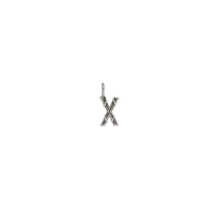 Karen Karch Textured Silver Mini Entwined Letter 'X' pendant on a white background.