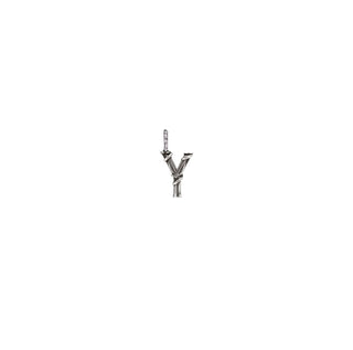 Karen Karch Textured Silver Mini Entwined Letter 'Y' pendant on a white background.