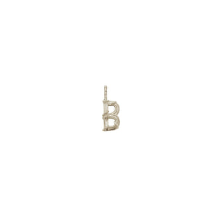 Karen Karch Textured White Gold Mini Entwined Letter 'B' pendant on a white background.