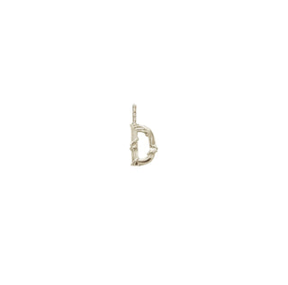Karen Karch Textured White Gold Mini Entwined Letter 'D' pendant on a white background.