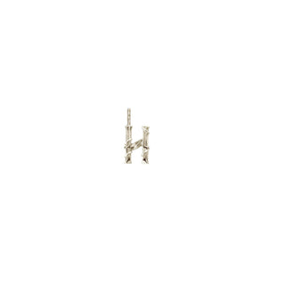 Karen Karch Textured White Gold Mini Entwined Letter 'H' pendant on a white background.
