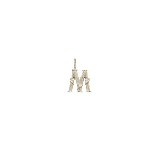Karen Karch Textured White Gold Mini Entwined Letter 'M' pendant on a white background.