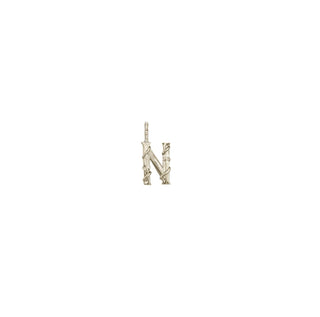 Karen Karch Textured White Gold Mini Entwined Letter 'N' pendant on a white background.