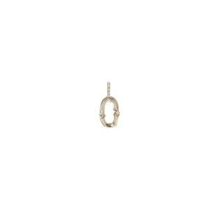 Karen Karch Textured White Gold Mini Entwined Letter 'O' pendant on a white background.