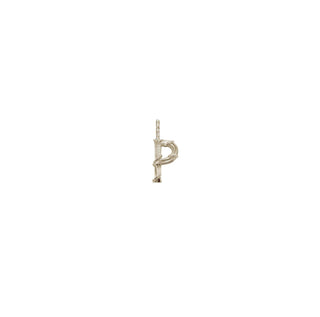 Karen Karch Textured White Gold Mini Entwined Letter 'P' pendant on a white background.