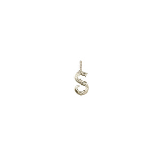 Karen Karch Textured White Gold Mini Entwined Letter 'S' pendant on a white background.