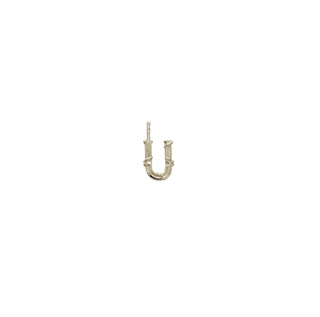 Karen Karch Textured White Gold Mini Entwined Letter 'U' pendant on a white background.