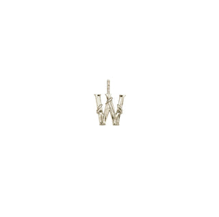 Karen Karch Textured White Gold Mini Entwined Letter 'W' pendant on a white background.