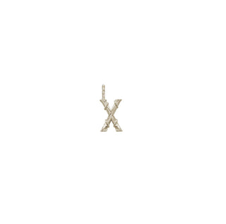 Karen Karch Textured White Gold Mini Entwined Letter 'X' pendant on a white background.