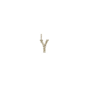 Karen Karch Textured White Gold Mini Entwined Letter 'Y' pendant on a white background.