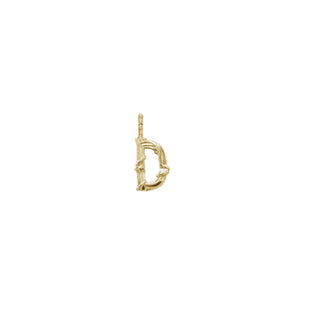Karen Karch Textured Yellow Gold Mini Entwined Letter 'D' pendant on a white background.
