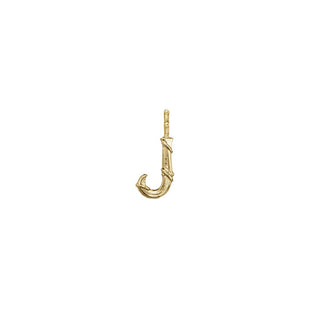 Karen Karch Textured Yellow Gold Mini Entwined Letter 'J' pendant on a white background.