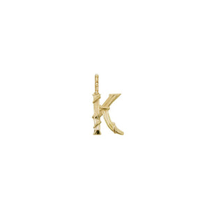 Karen Karch Textured Yellow Gold Mini Entwined Letter 'K' pendant on a white background.