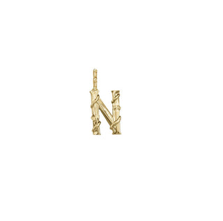 Karen Karch Textured Yellow Gold Mini Entwined Letter 'N' pendant on a white background.