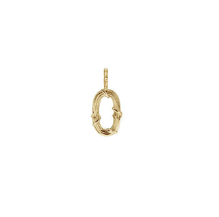 Karen Karch Textured Yellow Gold Mini Entwined Letter 'O' pendant on a white background.