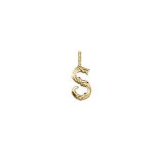 Karen Karch Textured Yellow Gold Mini Entwined Letter 'S' pendant on a white background.